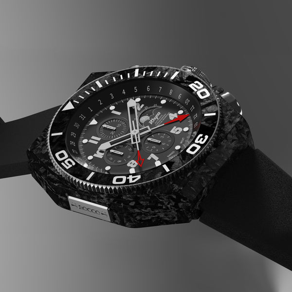 Rhyno Rocco Mil Diver Chronograph Moonphase black Forged Carbon