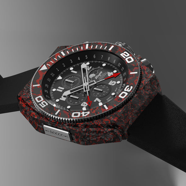 Rhyno Rocco Mil Diver Chronograph Moonphase red Forged Carbon