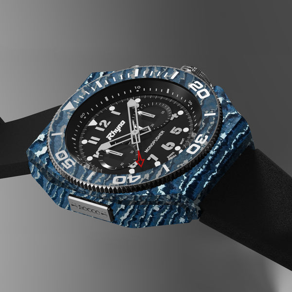 Rhyno Rocco Mil Diver Chronograph  Mono Push Blue Ocean Forged Carbon
