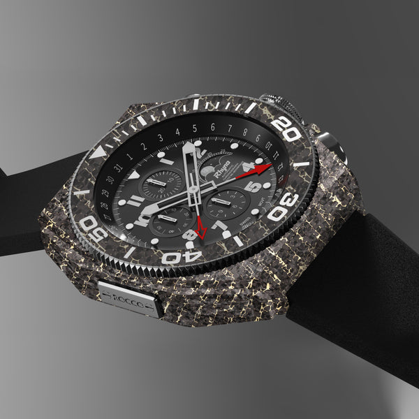 Rhyno Rocco Mil Diver Chronograph Moonphase Snakeskin gold Forged Carbon