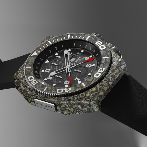 Rhyno Rocco Mil Diver Chronograph Moonphase Ocelot green Forged Carbon