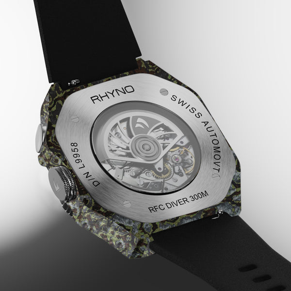 Rhyno Rocco Mil Diver Chronograph  Mono Push Ocelot green Forged Carbon