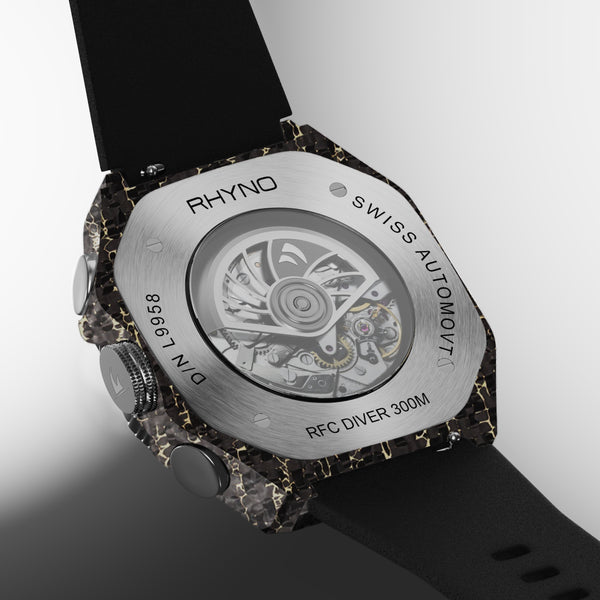 Rhyno Rocco Mil Diver Chronograph GMT Snakeskin gold Forged Carbon