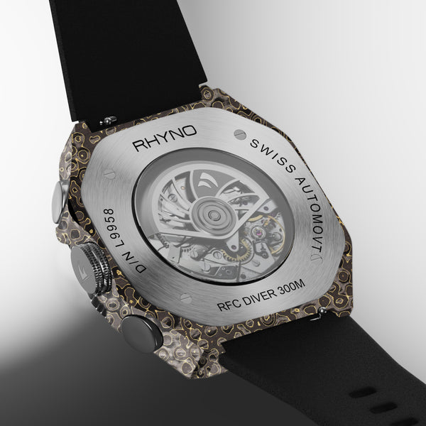 Rhyno Rocco Mil Diver Chronograph Moonphase Ocelot gold Forged Carbon