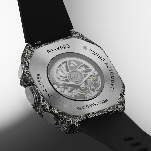 Rhyno Rocco Mil Diver Chronograph Moonphase Dark matter white Forged Carbon