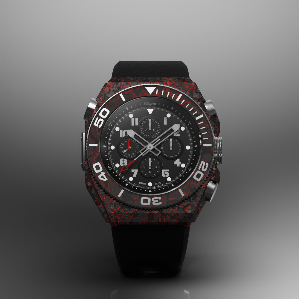 Rhyno Rocco Mil Diver Chronograph GMT Red Forged Carbon