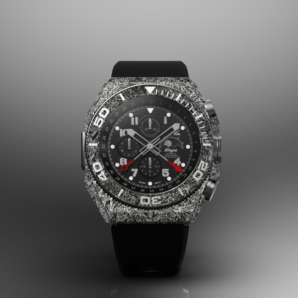 Rhyno Rocco Mil Diver Chronograph Moonphase Dark matter white Forged Carbon