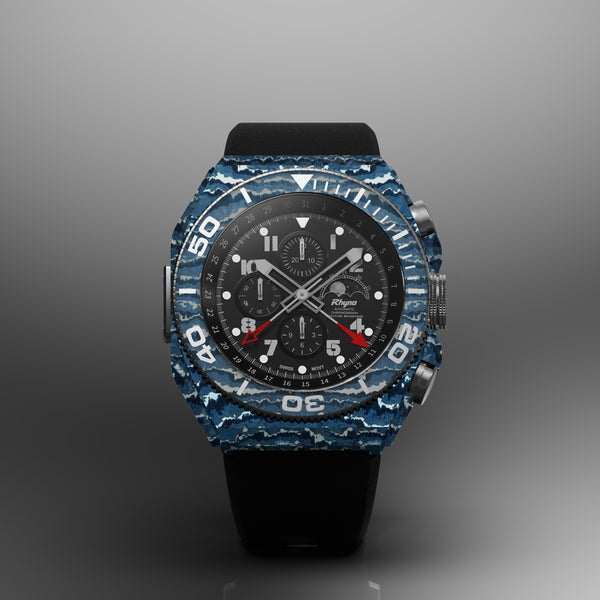Rhyno Rocco Mil Diver Chronograph Moonphase Blue ocean Forged Carbon