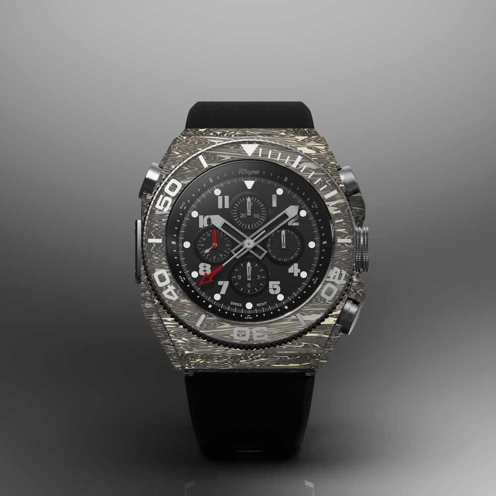 Rhyno Rocco Mil Diver Chronograph GMT Tiger Gold  Forged Carbon