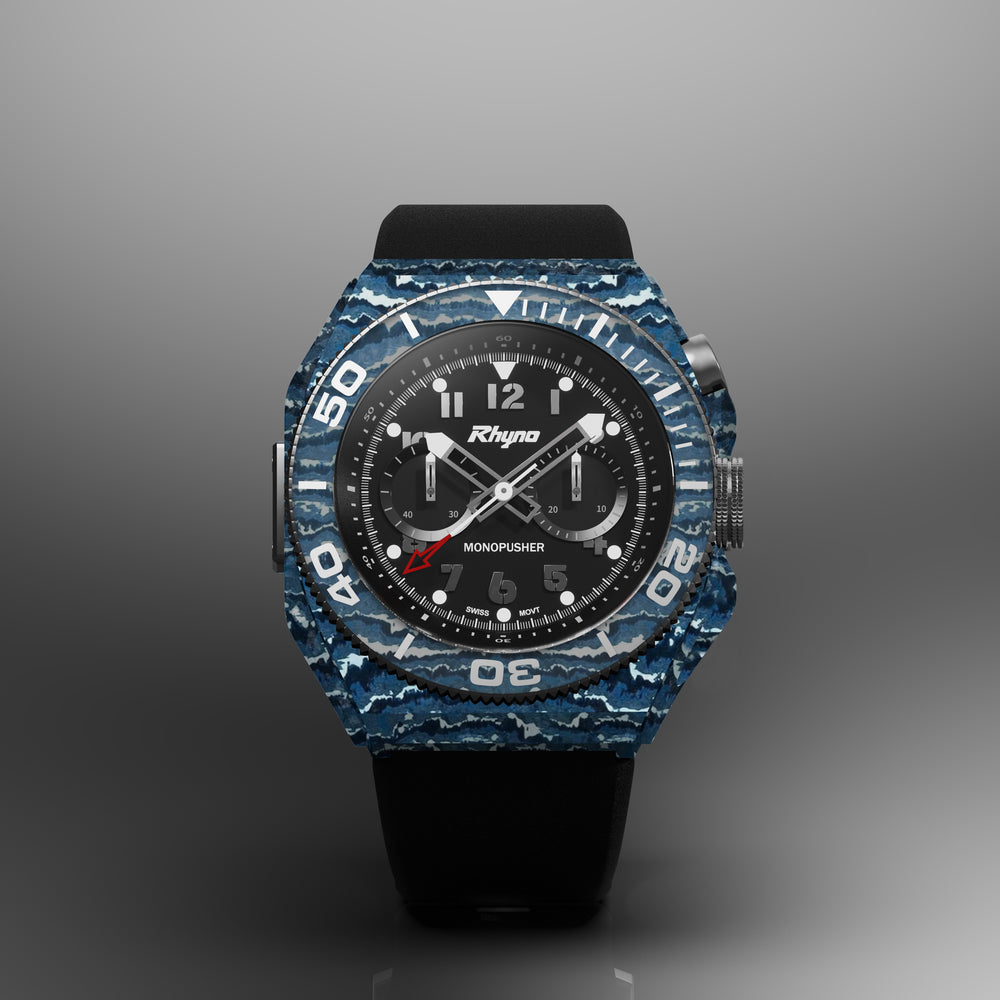 Rhyno Rocco Mil Diver Chronograph  Mono Push Blue Ocean Forged Carbon