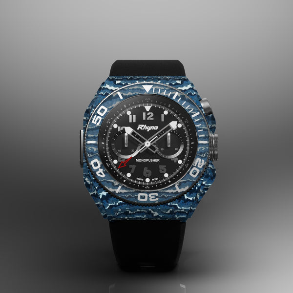 Rhyno Rocco Mil Diver Chronograph  Mono Push Blue Ocean Forged Carbon