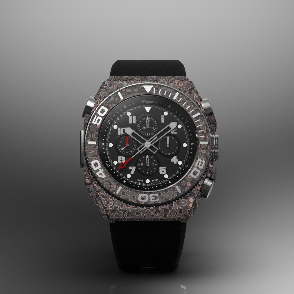 Rhyno Rocco Mil Diver Chronograph GMT Ocelot Rose Gold Forged Carbon
