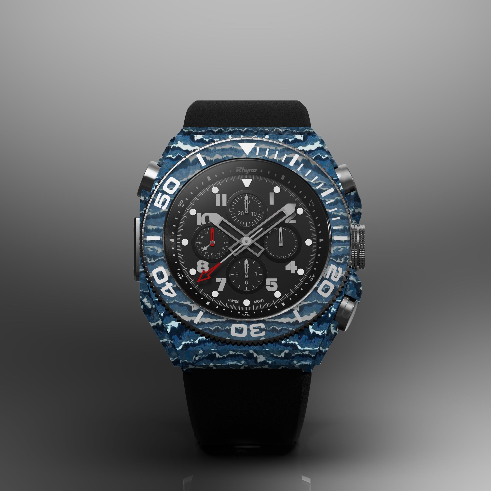 Rhyno Rocco Mil Diver Chronograph GMT Blue Ocean Forged Carbon