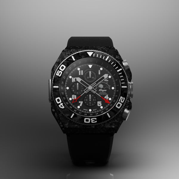 Rhyno Rocco Mil Diver Chronograph Moonphase black Forged Carbon