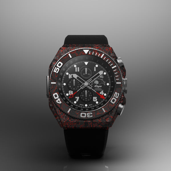 Rhyno Rocco Mil Diver Chronograph Moonphase red Forged Carbon