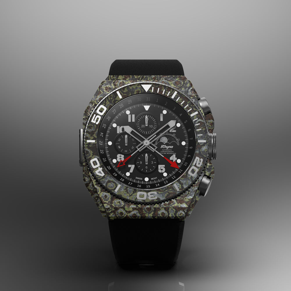 Rhyno Rocco Mil Diver Chronograph Moonphase Ocelot green Forged Carbon