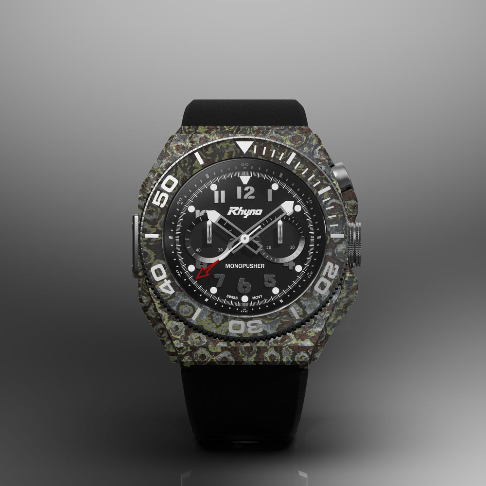 Rhyno Rocco Mil Diver Chronograph  Mono Push Ocelot green Forged Carbon