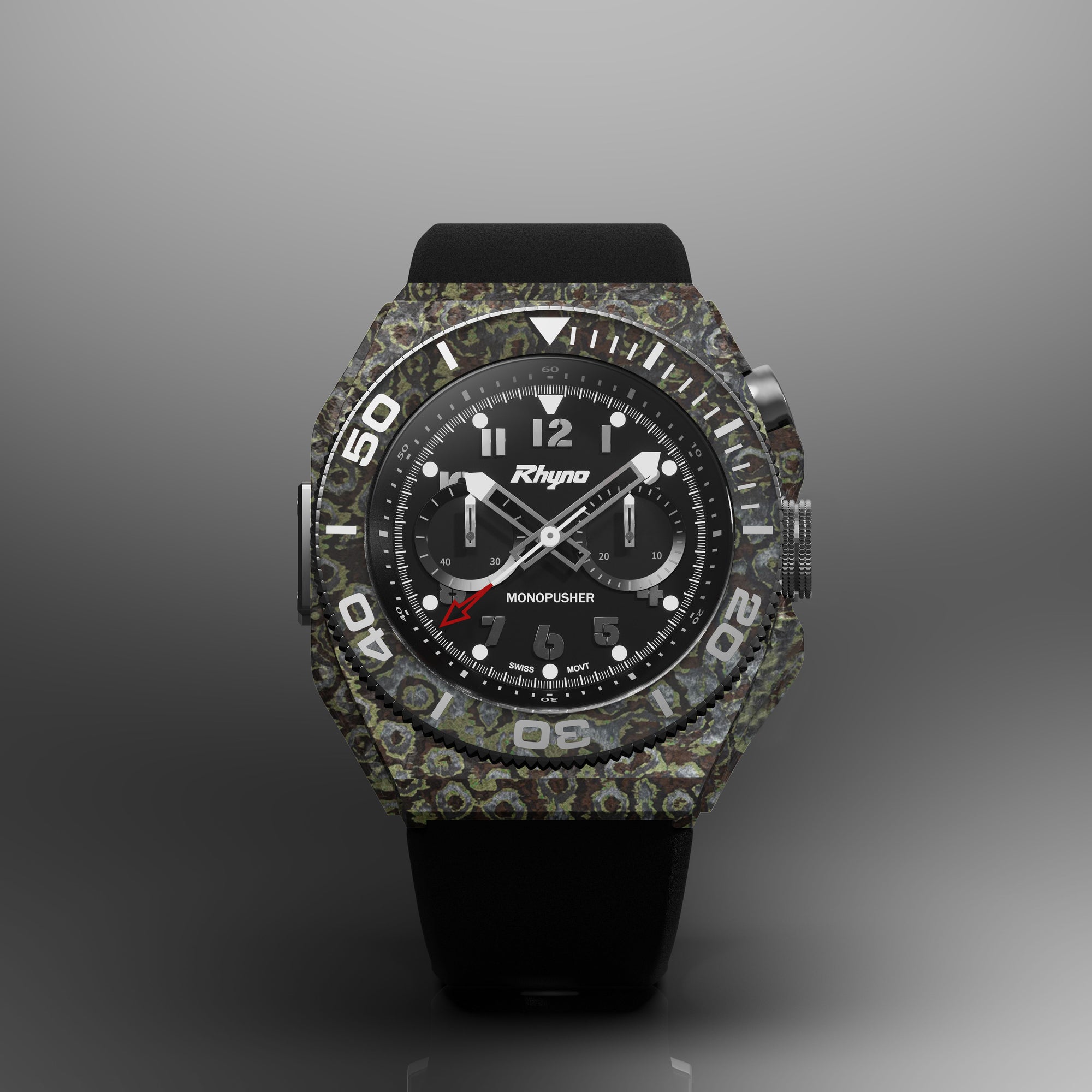 Rhyno Rocco Mil Diver Chronograph  Mono Push Ocelot green Forged Carbon