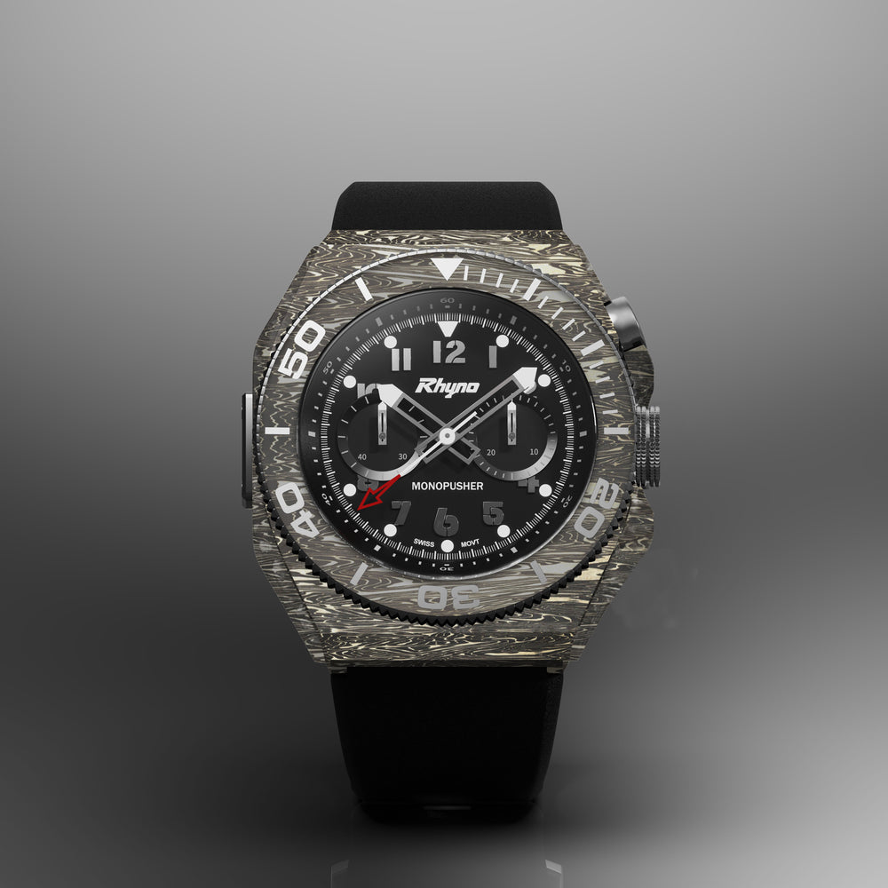 Rhyno Rocco Mil Diver Chronograph  Mono Push Tiger gold Forged Carbon