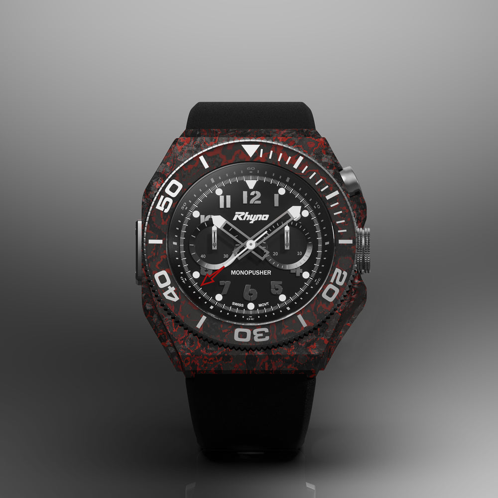 Rhyno Rocco Mil Diver Chronograph  Mono Push Red Forged Carbon