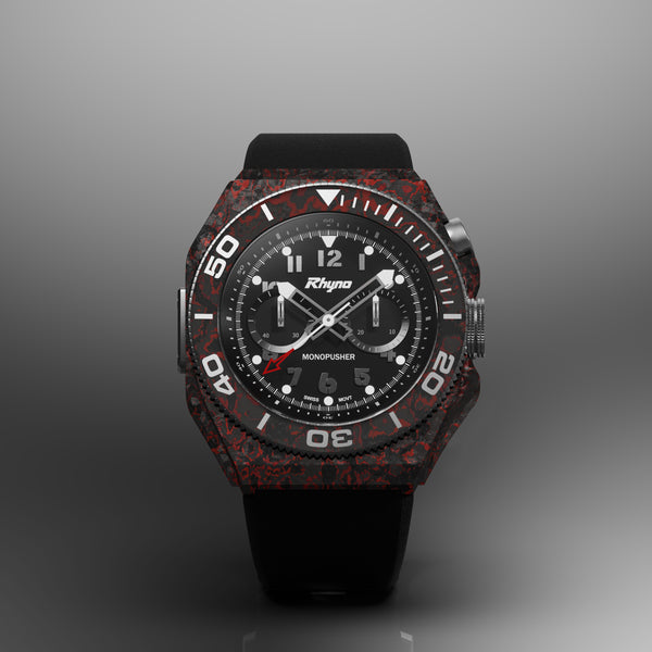 Rhyno Rocco Mil Diver Chronograph  Mono Push Red Forged Carbon