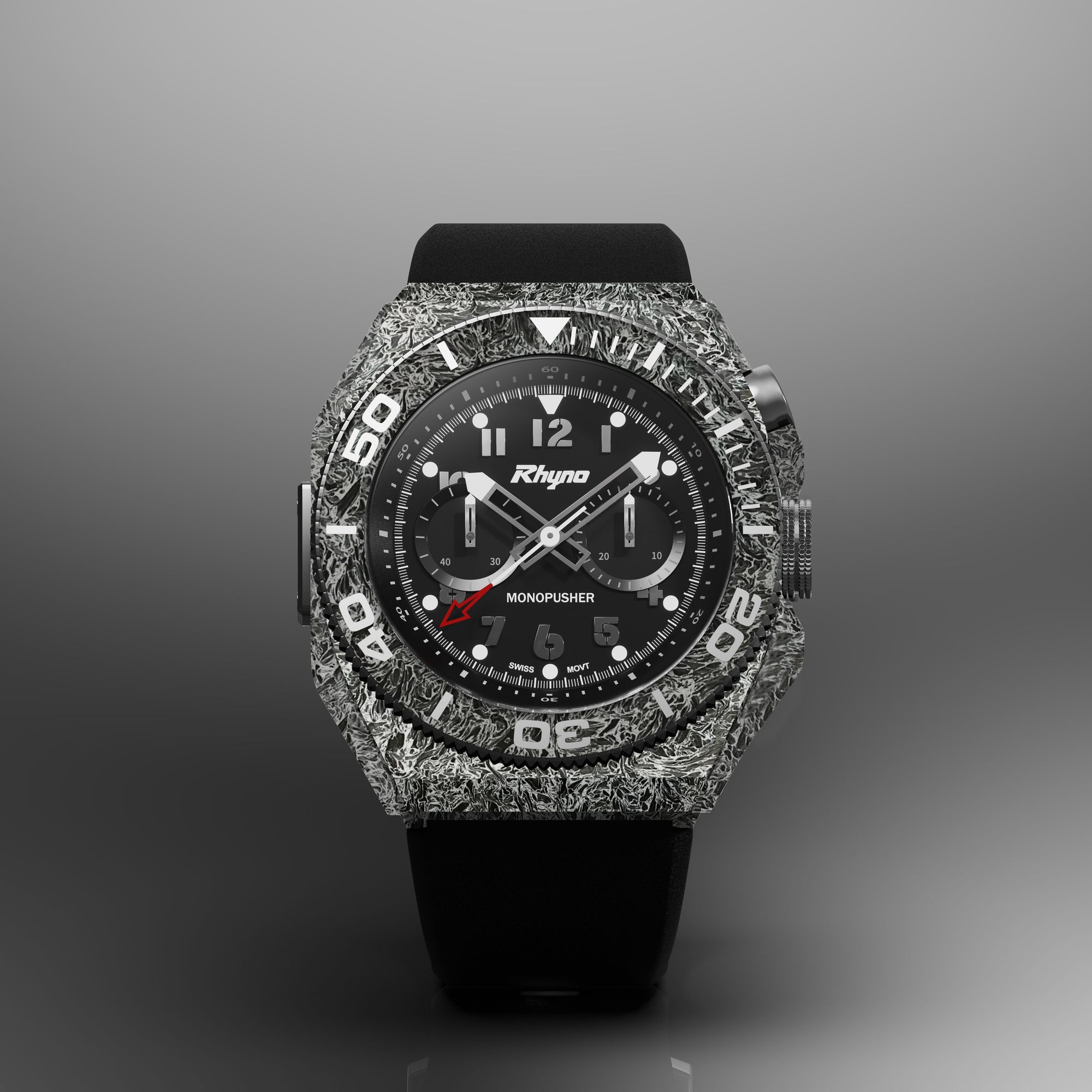 Rhyno Rocco Mil Diver Chronograph  Mono Push Dark matter white Forged Carbon