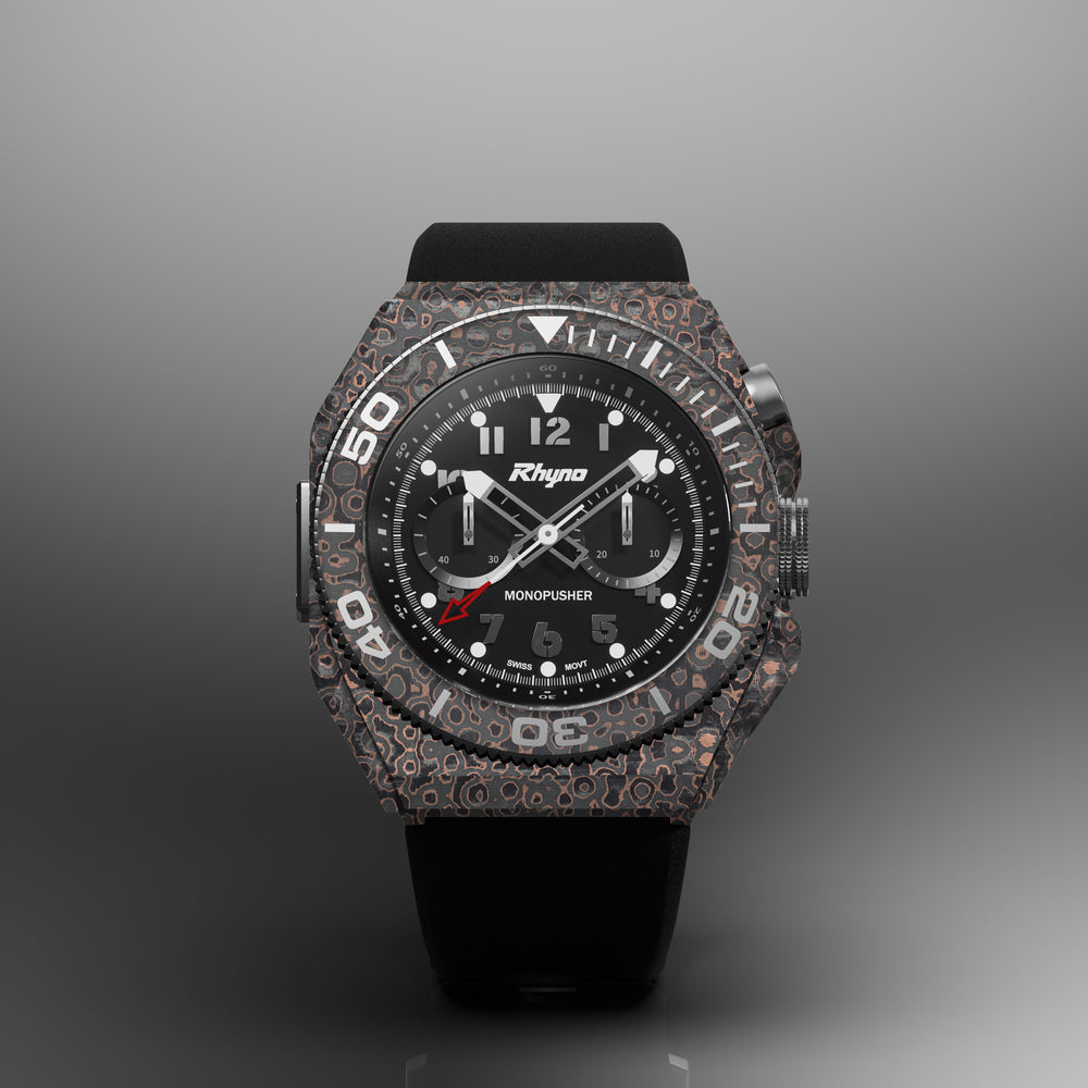 Rhyno Rocco Mil Diver Chronograph  Mono Push Ocelot rose gold Forged Carbon