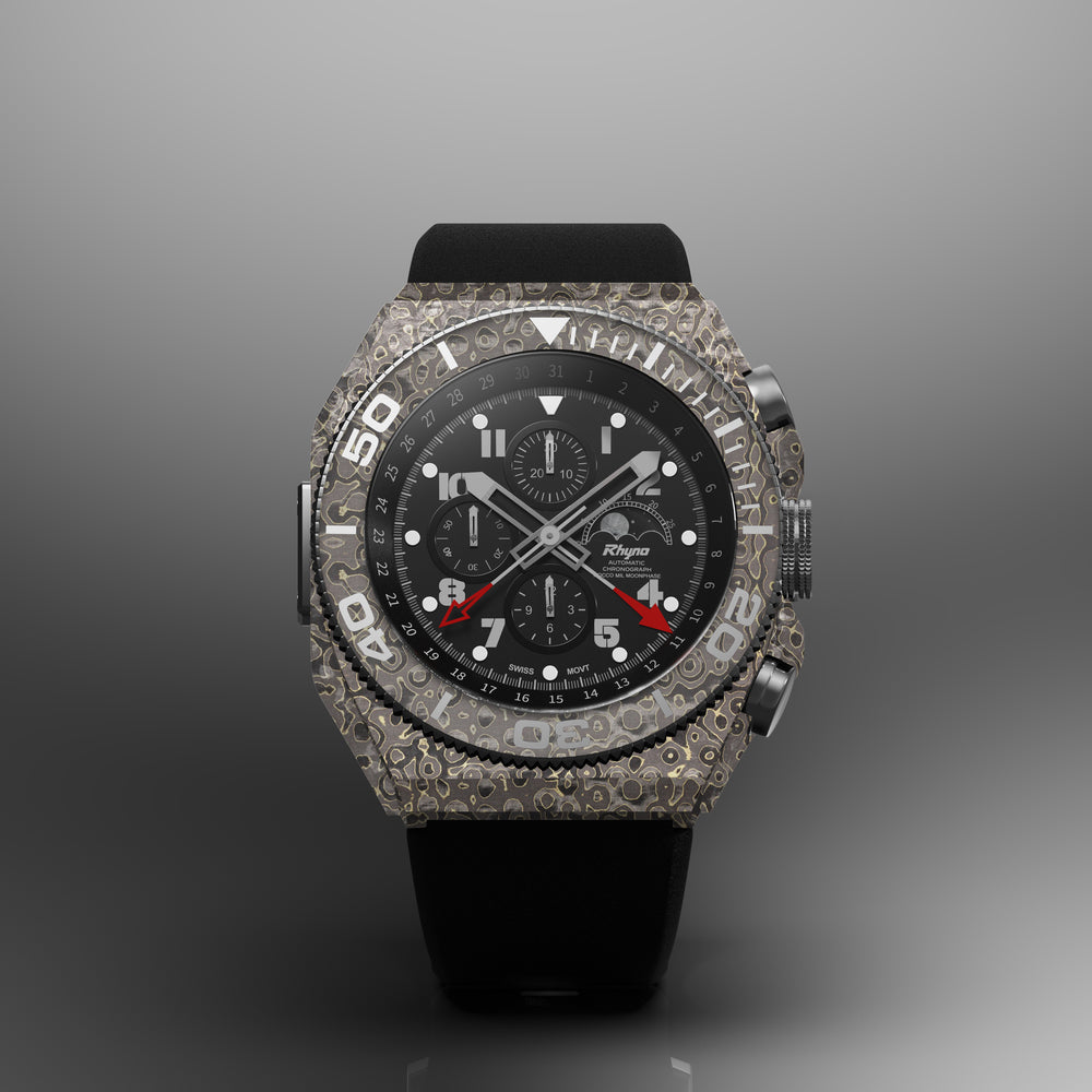 Rhyno Rocco Mil Diver Chronograph Moonphase Ocelot gold Forged Carbon
