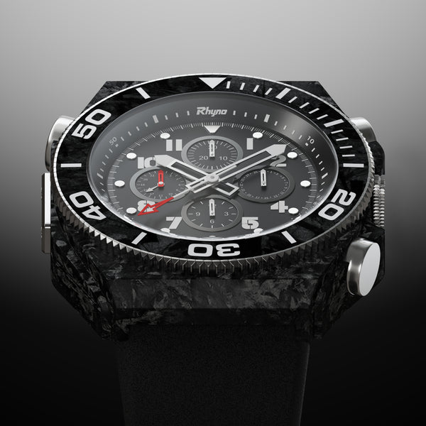 Rhyno Rocco Mil Diver Chronograph GMT black Forged Carbon