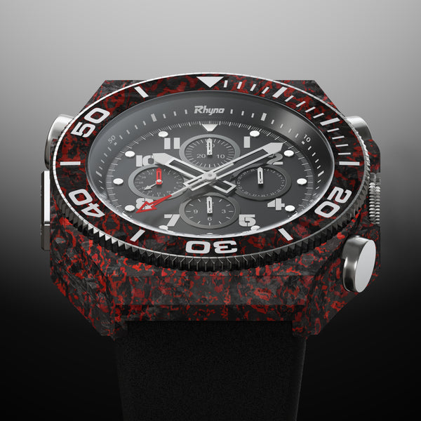 Rhyno Rocco Mil Diver Chronograph GMT Red Forged Carbon