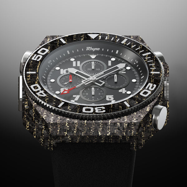 Rhyno Rocco Mil Diver Chronograph GMT Snakeskin gold Forged Carbon