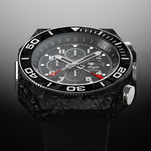 Rhyno Rocco Mil Diver Chronograph Moonphase black Forged Carbon