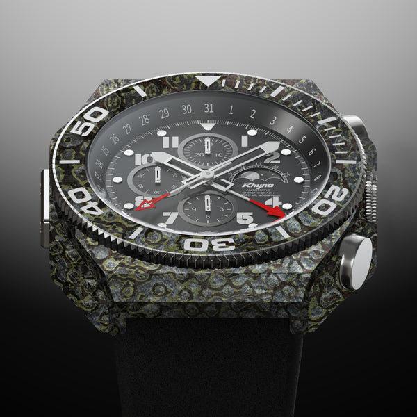 Rhyno Rocco Mil Diver Chronograph Moonphase Ocelot green Forged Carbon