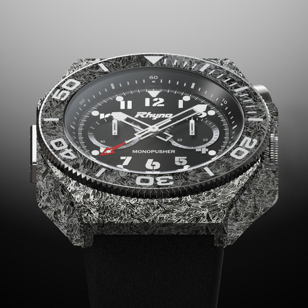 Rhyno Rocco Mil Diver Chronograph  Mono Push Dark matter white Forged Carbon