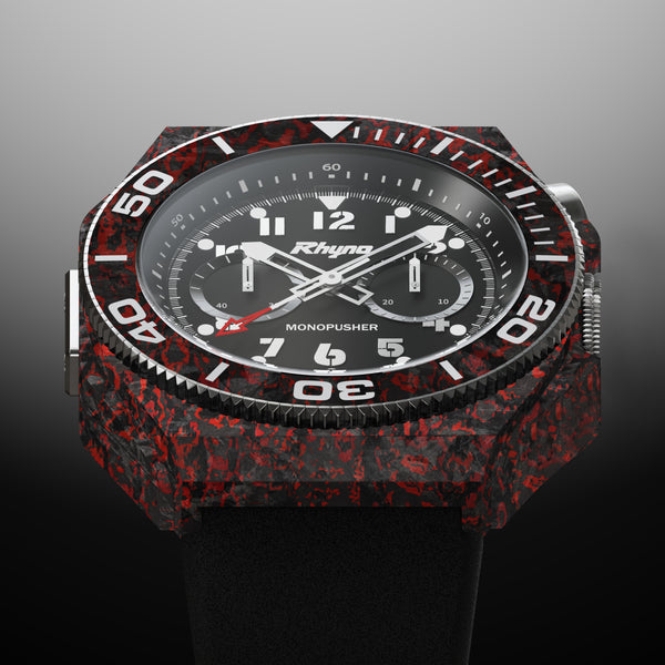 Rhyno Rocco Mil Diver Chronograph  Mono Push Red Forged Carbon