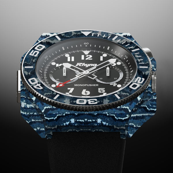 Rhyno Rocco Mil Diver Chronograph  Mono Push Blue Ocean Forged Carbon