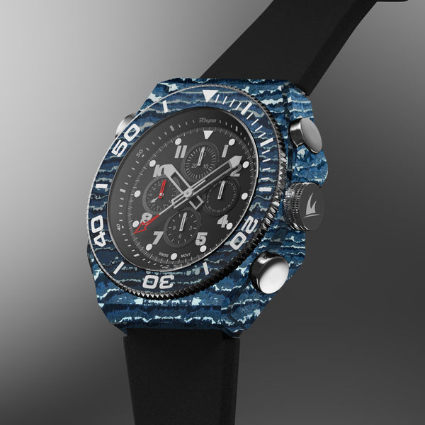 Rhyno Rocco Mil Diver Chronograph GMT Blue Ocean Forged Carbon