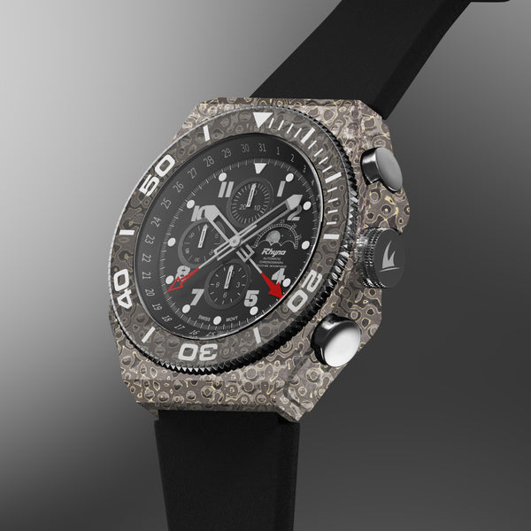 Rhyno Rocco Mil Diver Chronograph Moonphase Ocelot gold Forged Carbon