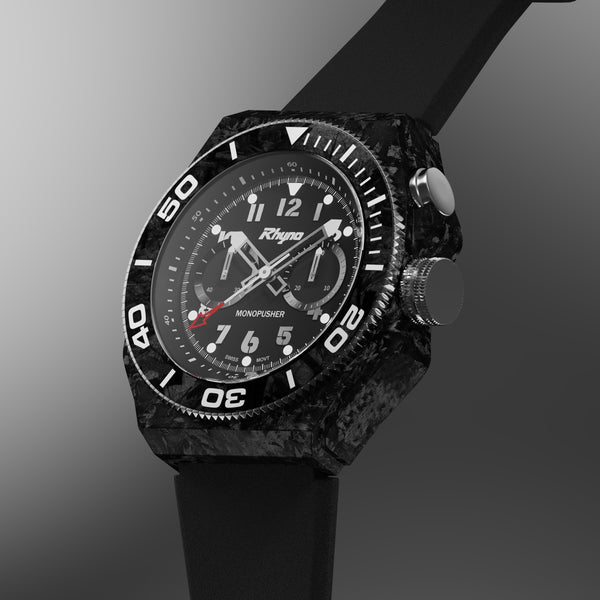 Rhyno Rocco Mil Diver Chronograph  Mono Push black Forged Carbon