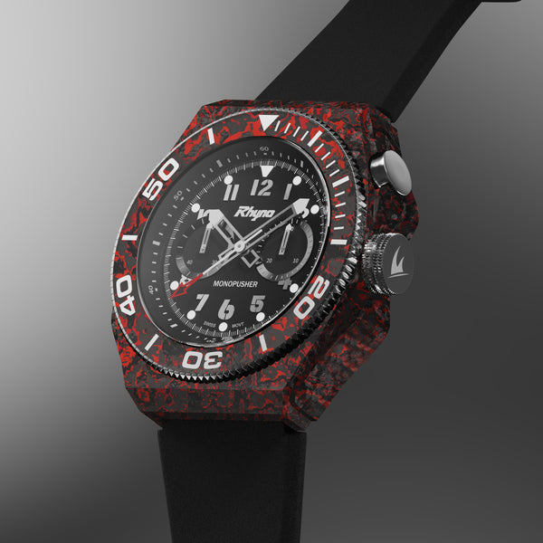 Rhyno Rocco Mil Diver Chronograph  Mono Push Red Forged Carbon