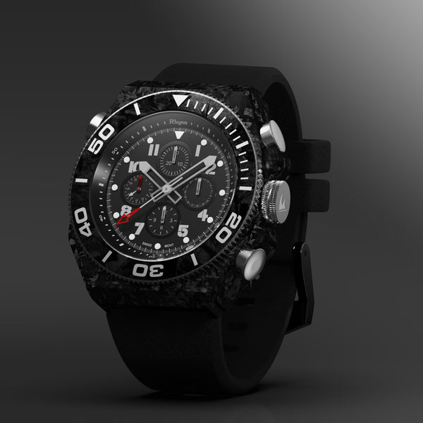Rhyno Rocco Mil Diver Chronograph GMT black Forged Carbon