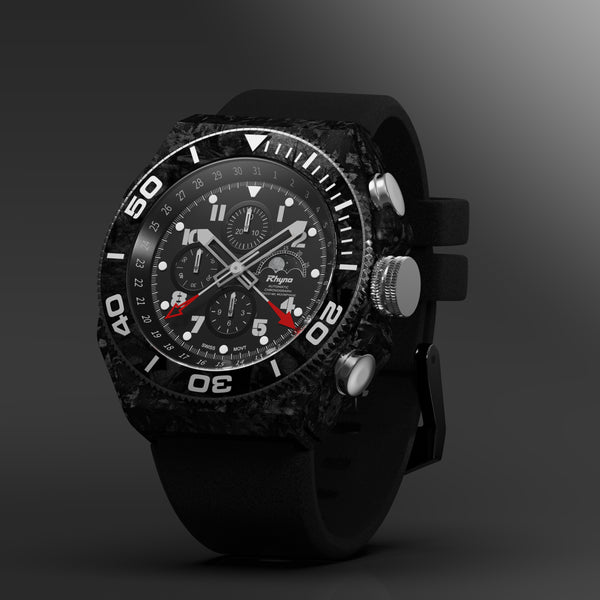 Rhyno Rocco Mil Diver Chronograph Moonphase black Forged Carbon