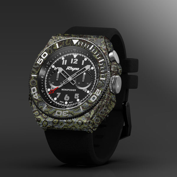 Rhyno Rocco Mil Diver Chronograph  Mono Push Ocelot green Forged Carbon