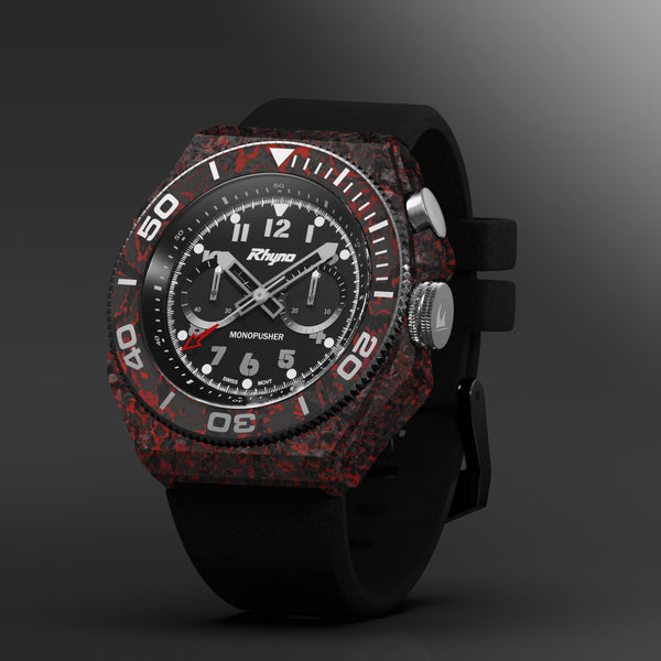 Rhyno Rocco Mil Diver Chronograph  Mono Push Red Forged Carbon