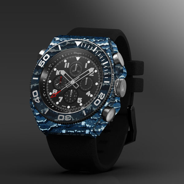 Rhyno Rocco Mil Diver Chronograph GMT Blue Ocean Forged Carbon