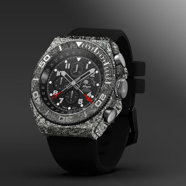 Rhyno Rocco Mil Diver Chronograph Moonphase Dark matter white Forged Carbon