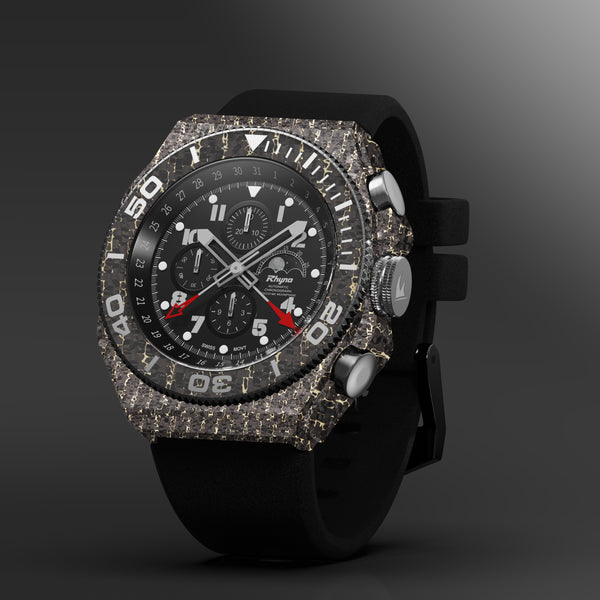 Rhyno Rocco Mil Diver Chronograph Moonphase Snakeskin gold Forged Carbon