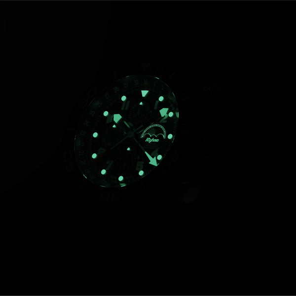 Rhyno Rocco Mil Diver Chronograph Moonphase black Forged Carbon